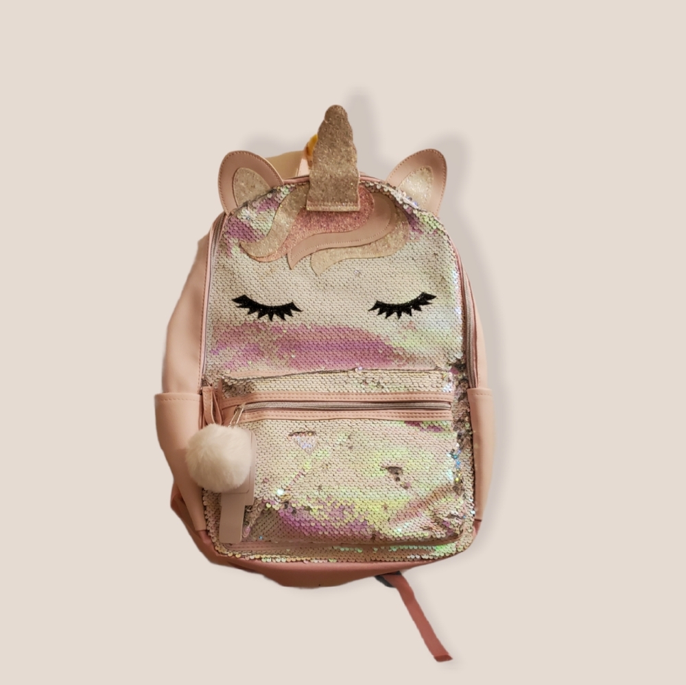 L2D Girls Sequined Sleeping Unicorn Backpack